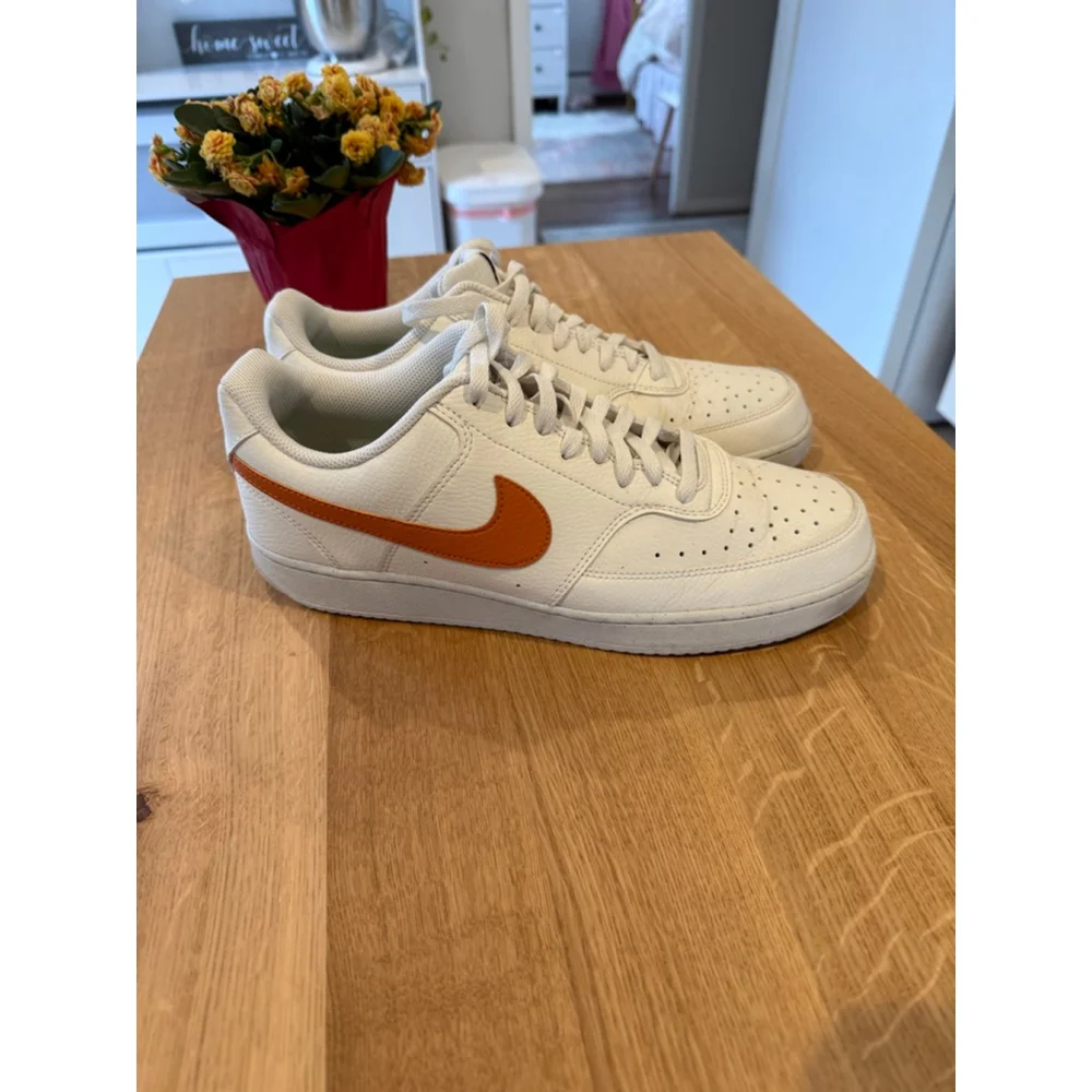 Men’s Nike Court Vision Low White Orange Sneakers 11.5